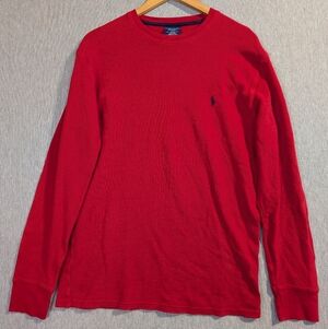 Polo Ralph Lauren Sleepwear Top Men's Large Red Waffle-Knit Long Sleeve